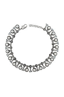 Silver Finish Oxidised Anklet In Sterling Silver