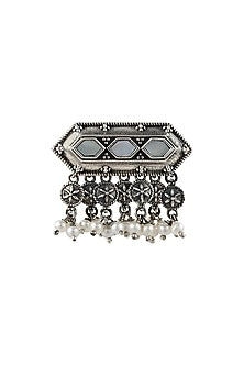 Silver Finish Oxidised Brooch In Sterling Silver