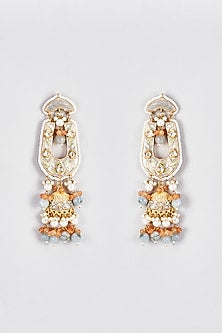 Two Tone Finish Kundan Polki Jhumka Earrings