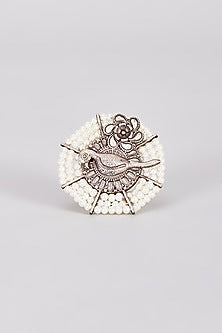 Black Rhodium Finish Pearl Ring