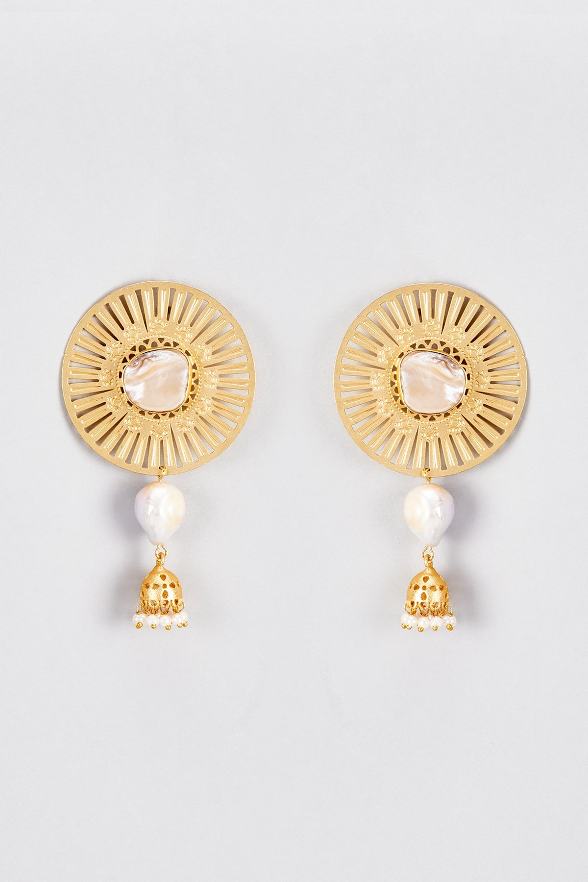 Gold Finish Baroque Pearl Dangler Earrings