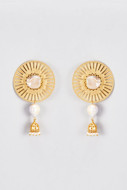 Gold Finish Baroque Pearl Dangler Earrings