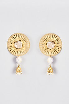 Gold Finish Baroque Pearl Dangler Earrings