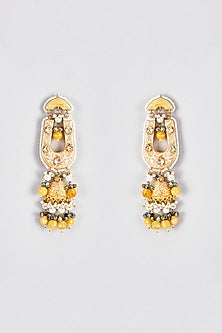 Gold Finish Kundan Polki Jhumka Earrings