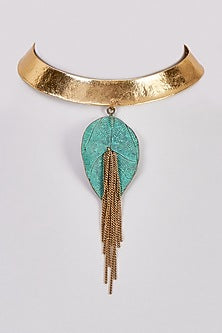 Gold Finish Agate Choker Necklace
