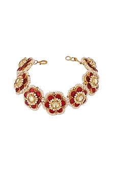Gold Plated Pearl Floral Handcrafted Bracelet