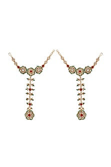 Gold Plated Multi-Colored Stone Hathphool (Set of 2)