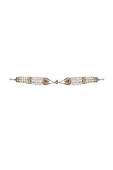 Gold Plated White Jadtar Stones Mathapatti
