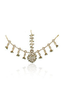 Gold Plated Jadtar Stones & Pearls Matha Patti