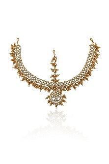 Gold Plated Jadtar Stones Matha Patti