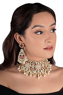 Gold Plated Choker Necklace Set