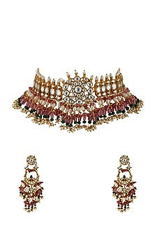 Gold Plated Pearls Necklace Set