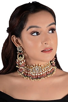 Gold Plated Pearls Necklace Set