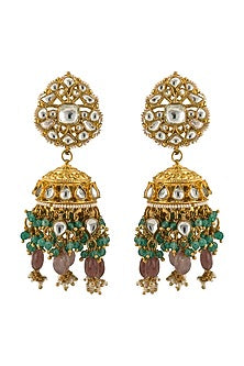 Gold Plated Jadtar Jhumka Earrings