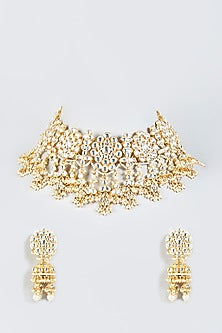 Gold Finish Choker Necklace Set