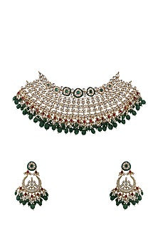 Gold Plated Emerald & Ruby Necklace Set