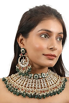 Gold Plated Emerald & Ruby Necklace Set