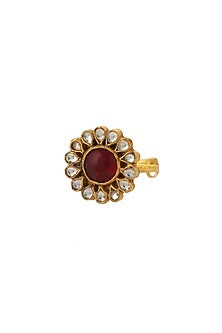 Gold Plated Pearl Floral Ring