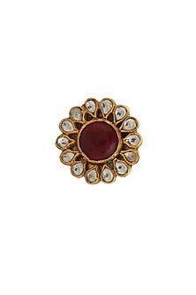 Gold Plated Pearl Floral Ring
