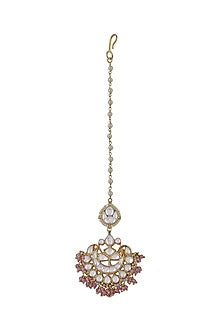 Gold Plated Pearl Floral Maang Tikka