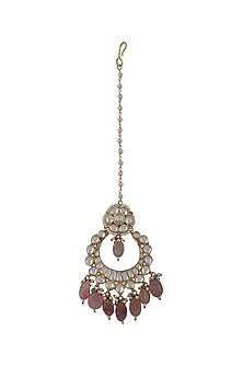Gold Plated Light Pink Jadtar Maangtikka