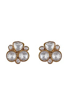 Gold Plated Jadtar Stud Earrings