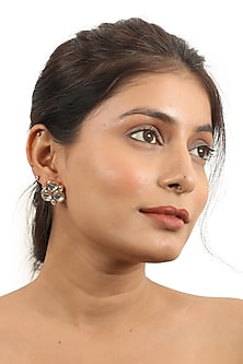 Gold Plated Jadtar Stud Earrings