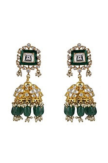 Gold Plated Jadtar Meenakari Jhumka Earrings