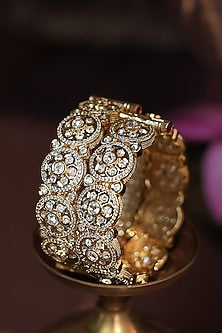 Matte Gold Plated White Austrian Stone Adjustable Bangle