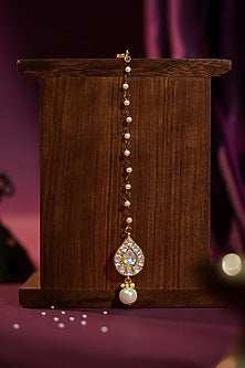 Matte Gold Plated Jadtar Stone Handcrafted Jadau Maangtikka