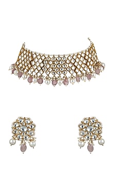 Gold Plated Kundan Polki Choker Necklace Set