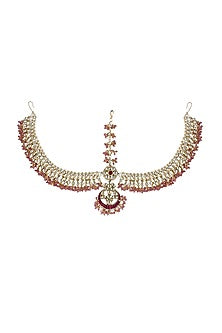 Gold Plated Matha Patti With Beads