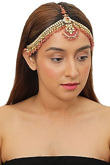 Gold Plated Matha Patti With Beads