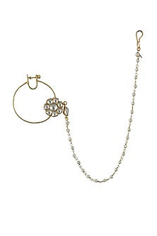 Gold Plated Semi Precious Stone Floral Nath