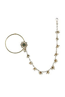 Gold Plated Beaded Floral Nath