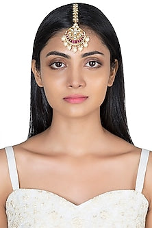 Gold Plated Faux Pearl & Stone Maang Tikka