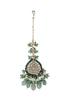 Gold Plated Glass Beads & Pearl Maang Tikka