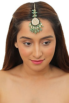Gold Plated Glass Beads & Pearl Maang Tikka