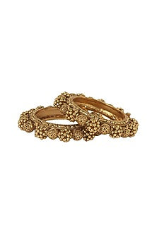 Gold Plated Pearl Kada Bracelets (Set of 2)