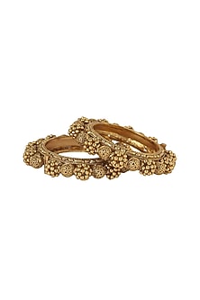 Gold Plated Pearl Kada Bracelets (Set of 2)