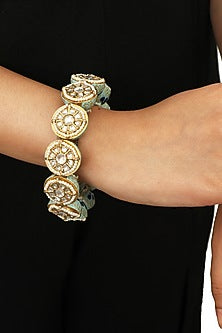Gold Plated Jadtar Stone Bracelet