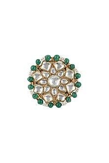 Gold Plated Glass Bead Floral Ring