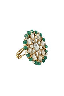 Gold Plated Glass Bead Floral Ring