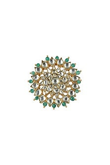Gold Plated Floral Pearl & Beaded Floral Ring