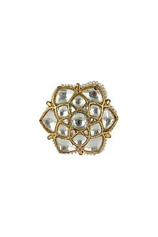 Gold Plated Pearl & Glass Bead Ring