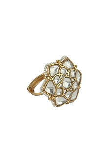 Gold Plated Pearl & Glass Bead Ring