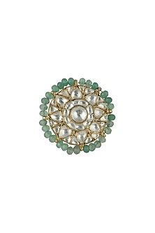 Gold Plated Glass Bead & Pearl Ring
