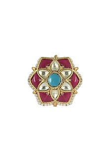 Gold Plated Multi Colored Stone Ring