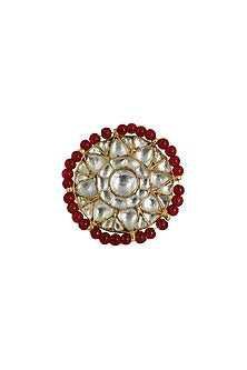 Gold Plated Red Moti Ring