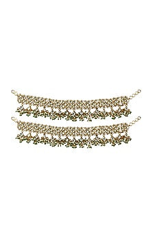 Gold Plated White Jadtar Stone Payal